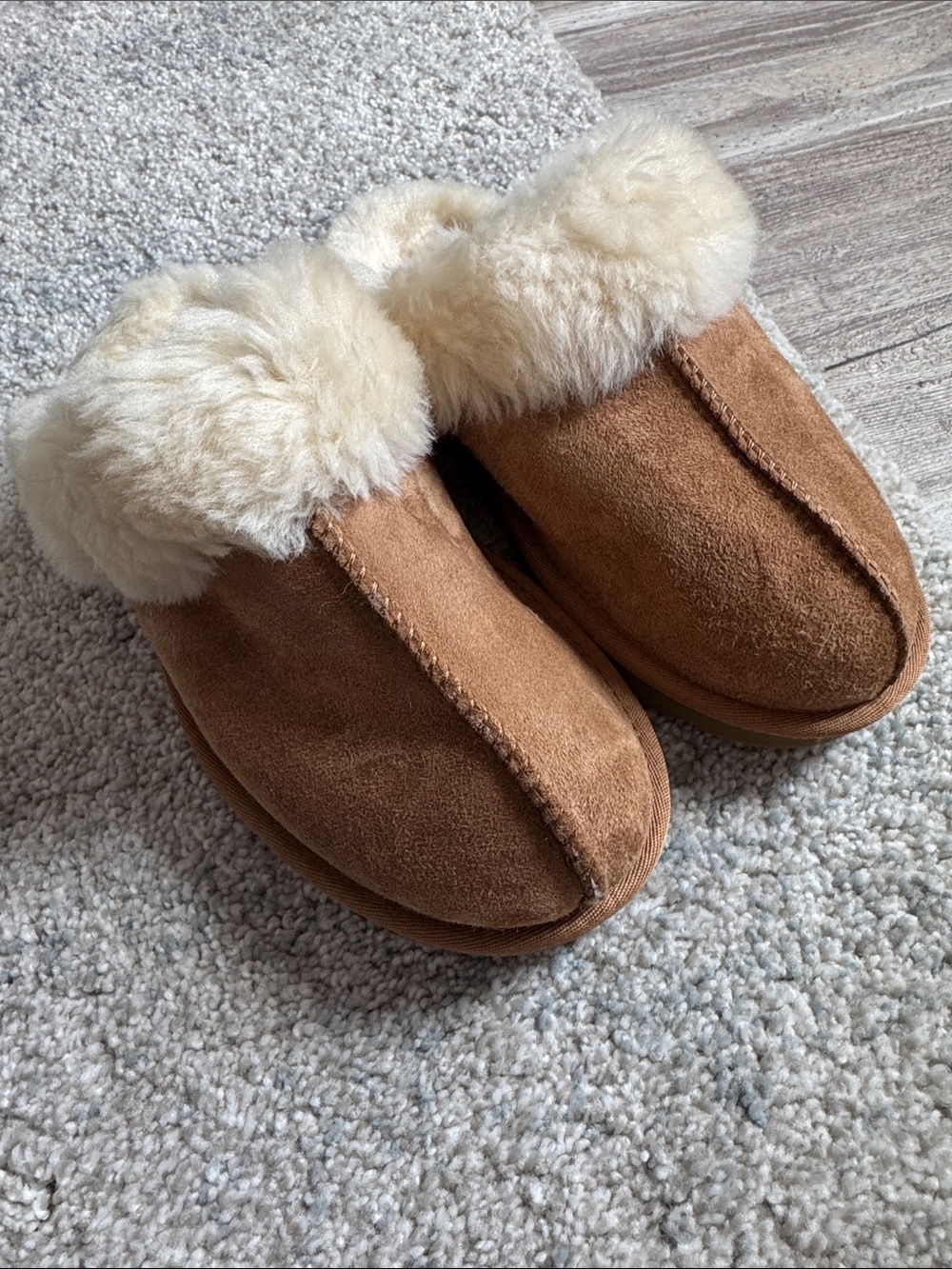 Makers Market Chestnut Suede Shearling Clog Slippers